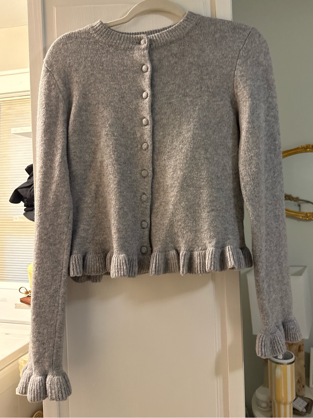 Mango Ruffle Grey Cardigan